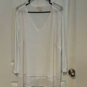 Michael Kors White V-Neck Blouse